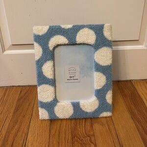 SOLD Prinz At Home New Fuzzy Polka Dot Baby Blue White 5x7” Picture Frame